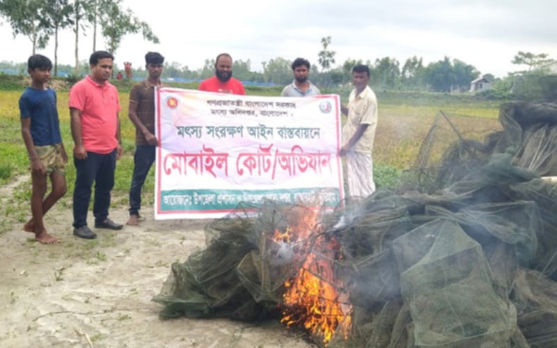 রাজারহাটে মাছ ধরার অবৈধ রিং জাল জব্দ রাজারহাটে মাছ ধরার অবৈধ রিং জাল জব্দ